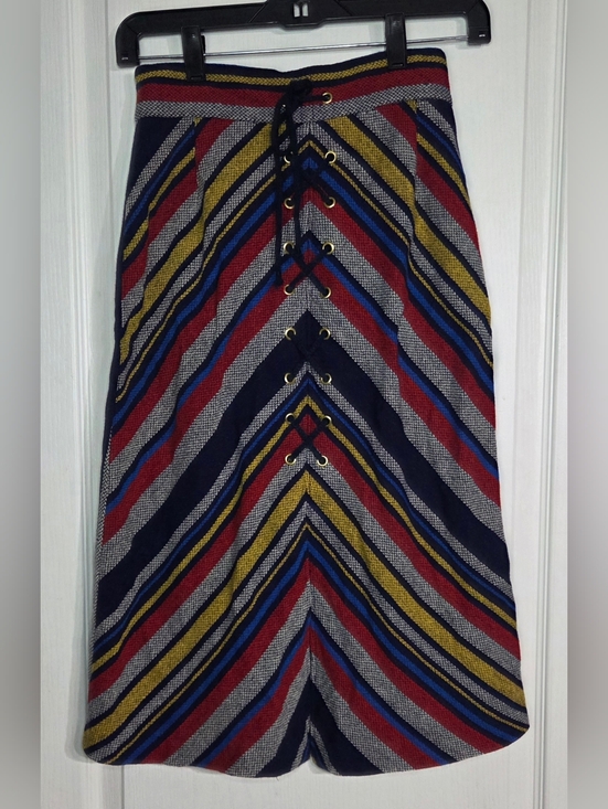 Bobbie Brooks Dresses & Skirts - Vintage 1970s A-Line Chevron Stripe Skirt W/ Front Slit Size XXS Bobbie Brooks